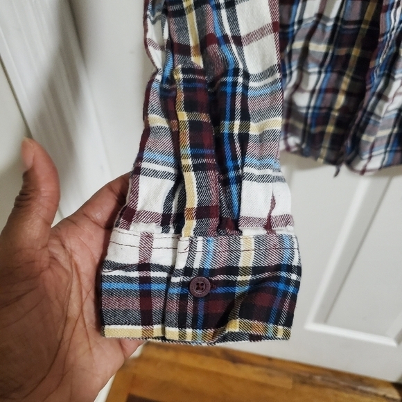 Levi's Big Boys Hooded Plaid Fannel Button Down Shirt Size Large - Picture 5 of 7